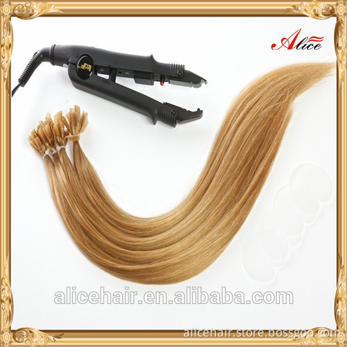 Wholesale double drawn remy russian nail tip hair extensions
